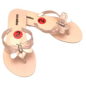 Mini Melissa Flip Flop Sandal Size 2 Harmonic Bugs Ivory Jellies